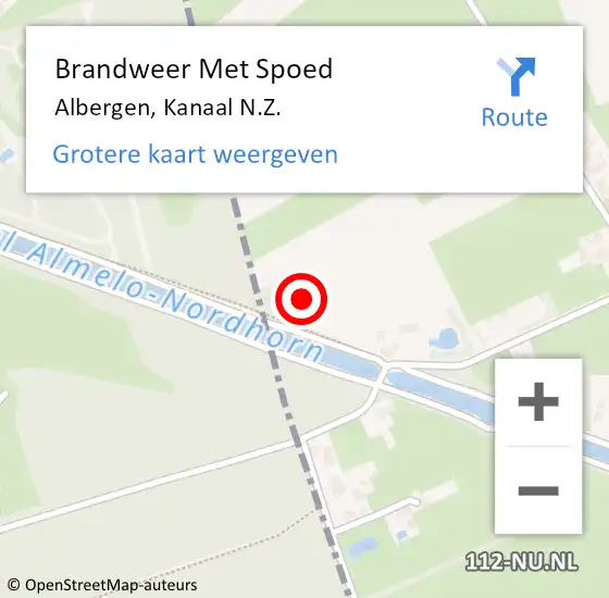 Locatie op kaart van de 112 melding: Brandweer Met Spoed Naar Albergen, Kanaal N.Z. op 25 augustus 2022 15:02