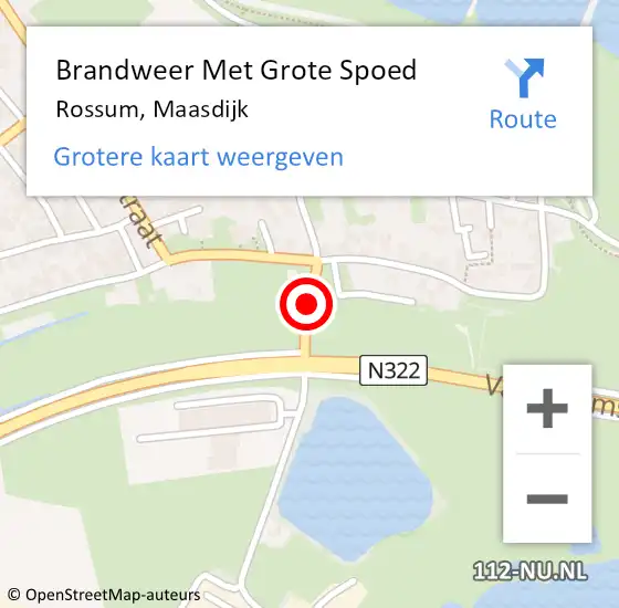 Locatie op kaart van de 112 melding: Brandweer Met Grote Spoed Naar Rossum, Maasdijk op 25 augustus 2022 15:02