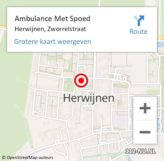 Locatie op kaart van de 112 melding: Ambulance Met Spoed Naar Herwijnen, Zworrelstraat op 25 augustus 2022 15:09
