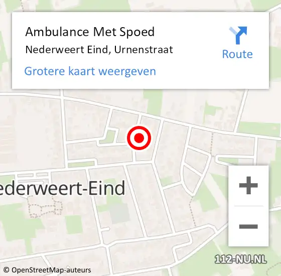Locatie op kaart van de 112 melding: Ambulance Met Spoed Naar Nederweert Eind, Urnenstraat op 25 augustus 2022 15:16