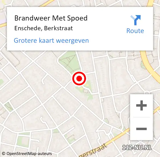 Locatie op kaart van de 112 melding: Brandweer Met Spoed Naar Enschede, Berkstraat op 25 augustus 2022 15:18