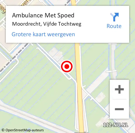 Locatie op kaart van de 112 melding: Ambulance Met Spoed Naar Moordrecht, Vijfde Tochtweg op 25 augustus 2022 15:32