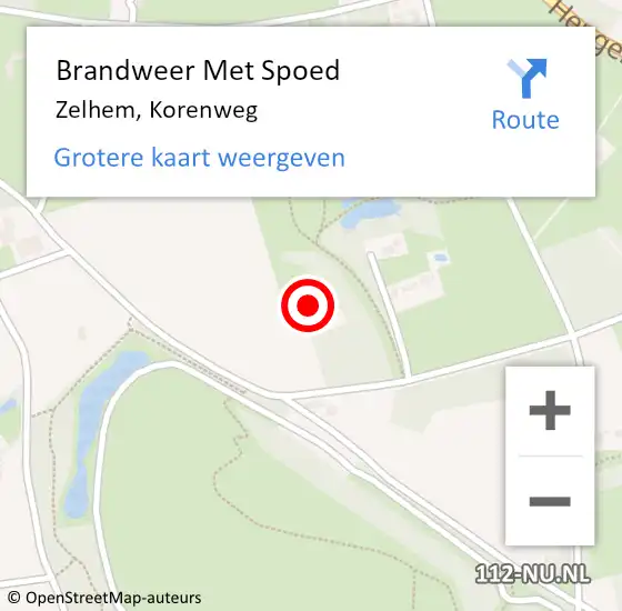 Locatie op kaart van de 112 melding: Brandweer Met Spoed Naar Zelhem, Korenweg op 25 augustus 2022 15:34