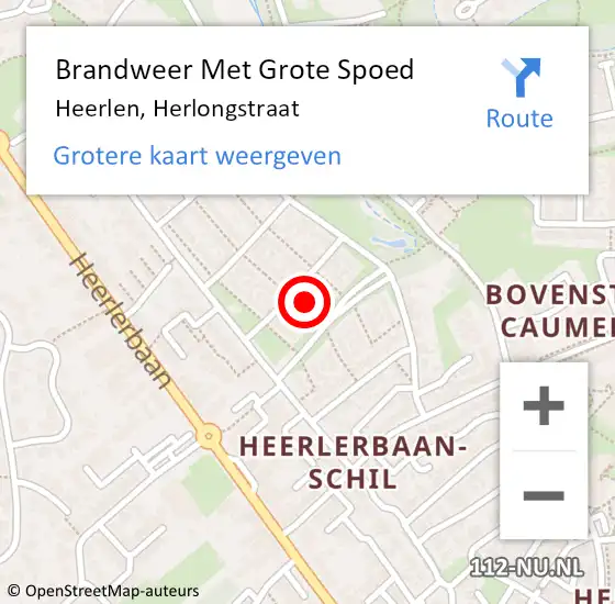 Locatie op kaart van de 112 melding: Brandweer Met Grote Spoed Naar Heerlen, Herlongstraat op 25 augustus 2022 15:35