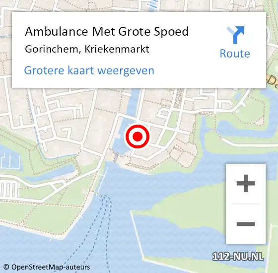 Locatie op kaart van de 112 melding: Ambulance Met Grote Spoed Naar Gorinchem, Kriekenmarkt op 25 augustus 2022 15:45