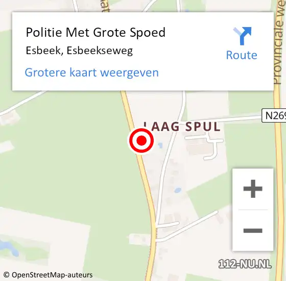 Locatie op kaart van de 112 melding: Politie Met Grote Spoed Naar Esbeek, Esbeekseweg op 25 augustus 2022 16:19