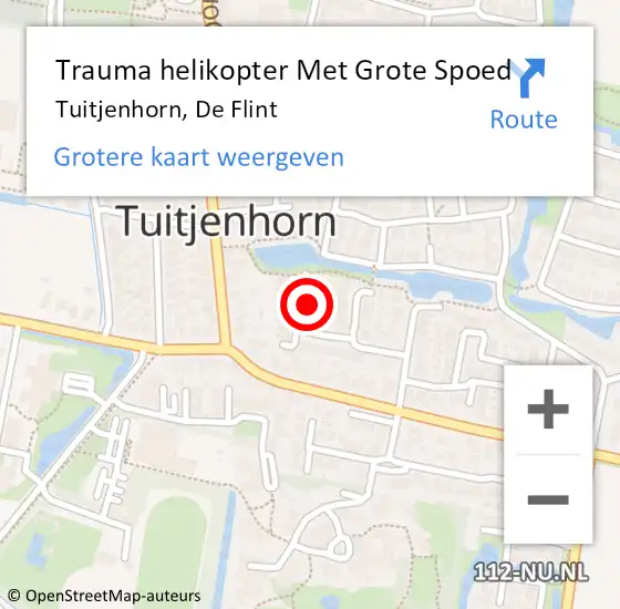 Locatie op kaart van de 112 melding: Trauma helikopter Met Grote Spoed Naar Tuitjenhorn, De Flint op 25 augustus 2022 16:28