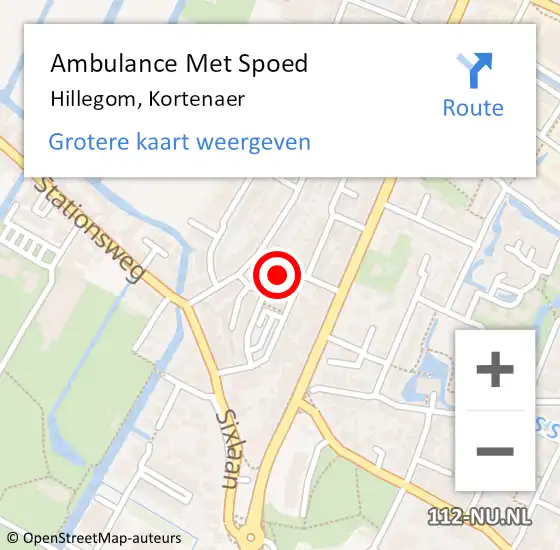 Locatie op kaart van de 112 melding: Ambulance Met Spoed Naar Hillegom, Kortenaer op 25 augustus 2022 16:30
