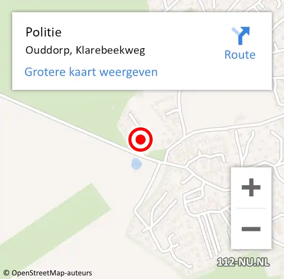 Locatie op kaart van de 112 melding: Politie Ouddorp, Klarebeekweg op 25 augustus 2022 16:44