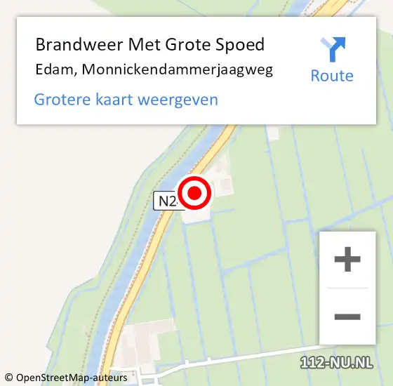 Locatie op kaart van de 112 melding: Brandweer Met Grote Spoed Naar Edam, Monnickendammerjaagweg op 25 augustus 2022 16:57