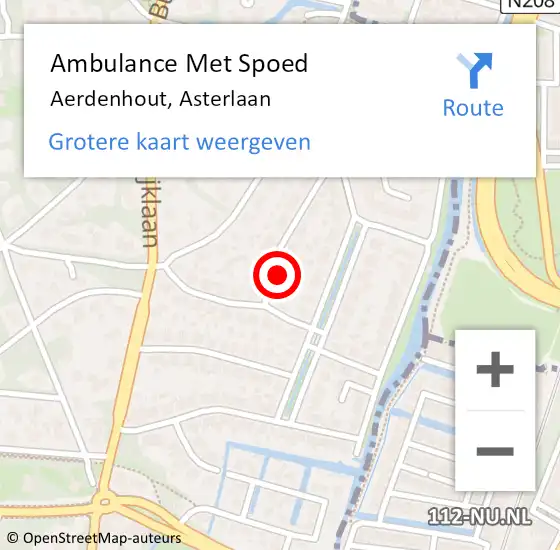 Locatie op kaart van de 112 melding: Ambulance Met Spoed Naar Aerdenhout, Asterlaan op 25 augustus 2022 17:06