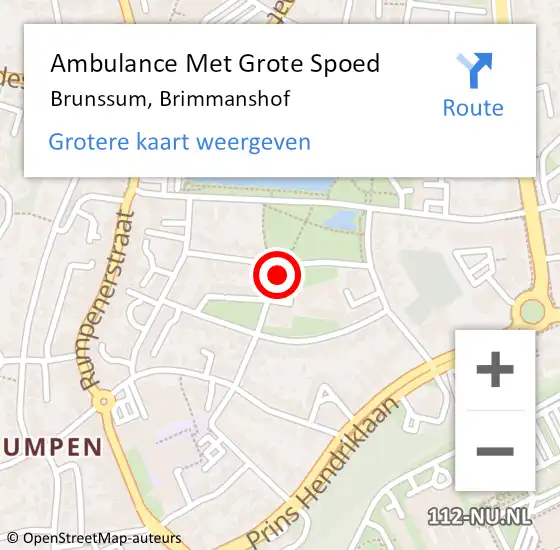 Locatie op kaart van de 112 melding: Ambulance Met Grote Spoed Naar Brunssum, Brimmanshof op 27 juli 2014 16:16