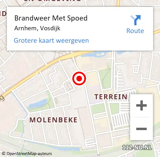 Locatie op kaart van de 112 melding: Brandweer Met Spoed Naar Arnhem, Vosdijk op 25 augustus 2022 17:12