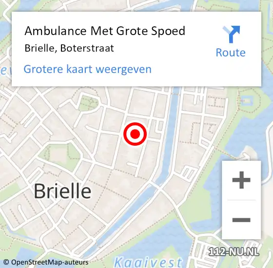 Locatie op kaart van de 112 melding: Ambulance Met Grote Spoed Naar Brielle, Boterstraat op 25 augustus 2022 17:19