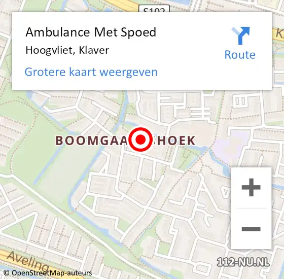 Locatie op kaart van de 112 melding: Ambulance Met Spoed Naar Hoogvliet, Klaver op 25 augustus 2022 17:36