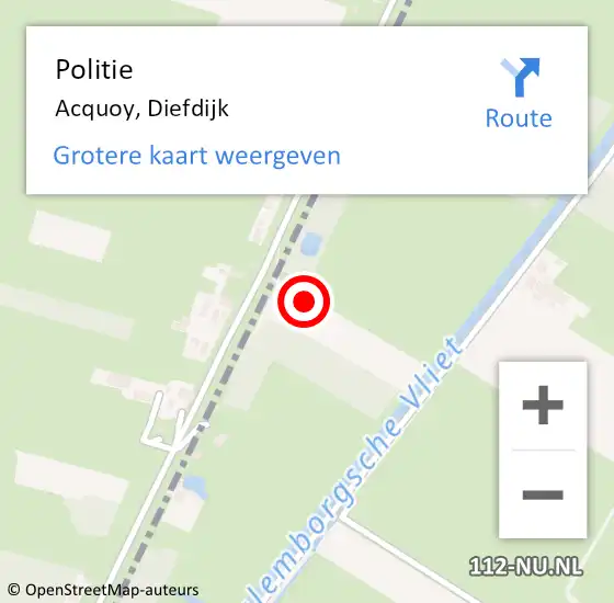 Locatie op kaart van de 112 melding: Politie Acquoy, Diefdijk op 25 augustus 2022 17:44