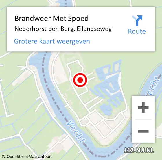 Locatie op kaart van de 112 melding: Brandweer Met Spoed Naar Nederhorst den Berg, Eilandseweg op 25 augustus 2022 17:58