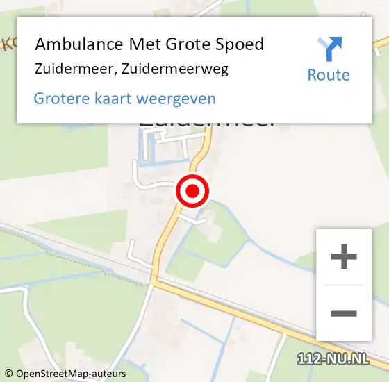 Locatie op kaart van de 112 melding: Ambulance Met Grote Spoed Naar Zuidermeer, Zuidermeerweg op 25 augustus 2022 18:10