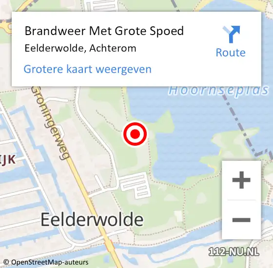 Locatie op kaart van de 112 melding: Brandweer Met Grote Spoed Naar Eelderwolde, Achterom op 25 augustus 2022 18:23