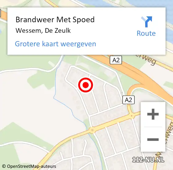 Locatie op kaart van de 112 melding: Brandweer Met Spoed Naar Wessem, De Zeulk op 25 augustus 2022 18:31