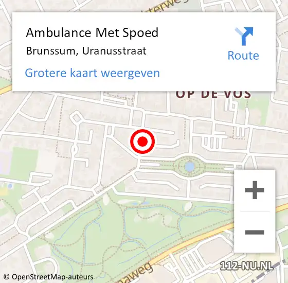 Locatie op kaart van de 112 melding: Ambulance Met Spoed Naar Brunssum, Uranusstraat op 9 oktober 2013 17:34