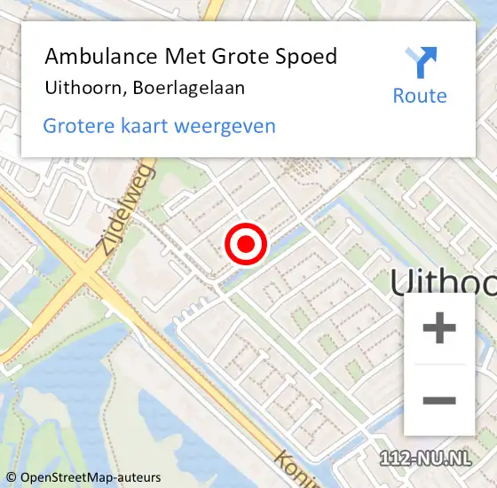 Locatie op kaart van de 112 melding: Ambulance Met Grote Spoed Naar Uithoorn, Boerlagelaan op 25 augustus 2022 18:49