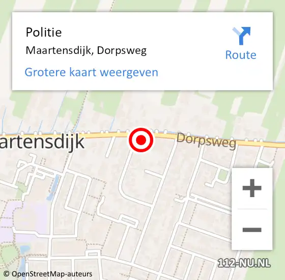 Locatie op kaart van de 112 melding: Politie Maartensdijk, Dorpsweg op 25 augustus 2022 18:52