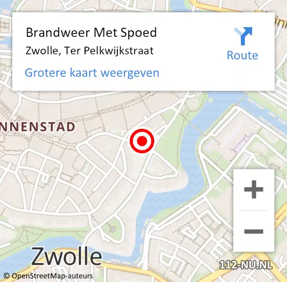 Locatie op kaart van de 112 melding: Brandweer Met Spoed Naar Zwolle, Ter Pelkwijkstraat op 25 augustus 2022 19:10