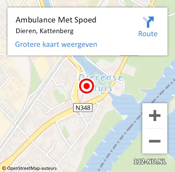 Locatie op kaart van de 112 melding: Ambulance Met Spoed Naar Dieren, Kattenberg op 25 augustus 2022 19:10