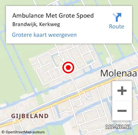 Locatie op kaart van de 112 melding: Ambulance Met Grote Spoed Naar Brandwijk, Kerkweg op 25 augustus 2022 19:40