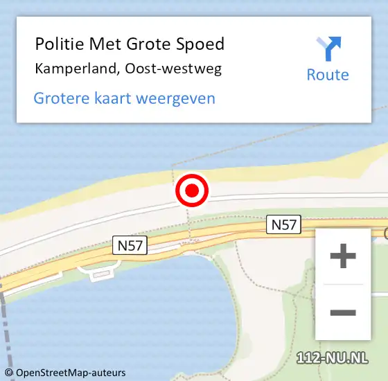 Locatie op kaart van de 112 melding: Politie Met Grote Spoed Naar Kamperland, Oost-westweg op 25 augustus 2022 19:41