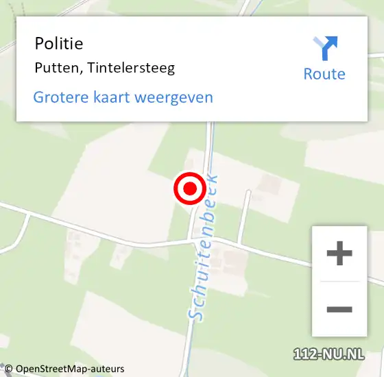 Locatie op kaart van de 112 melding: Politie Putten, Tintelersteeg op 25 augustus 2022 20:02