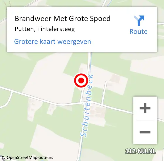 Locatie op kaart van de 112 melding: Brandweer Met Grote Spoed Naar Putten, Tintelersteeg op 25 augustus 2022 20:03