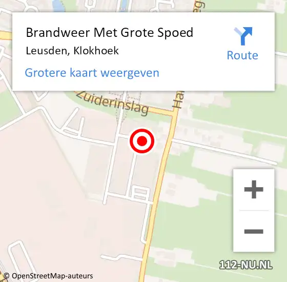 Locatie op kaart van de 112 melding: Brandweer Met Grote Spoed Naar Leusden, Klokhoek op 27 juli 2014 16:39