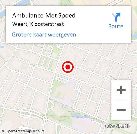 Locatie op kaart van de 112 melding: Ambulance Met Spoed Naar Weert, Kloosterstraat op 25 augustus 2022 20:46