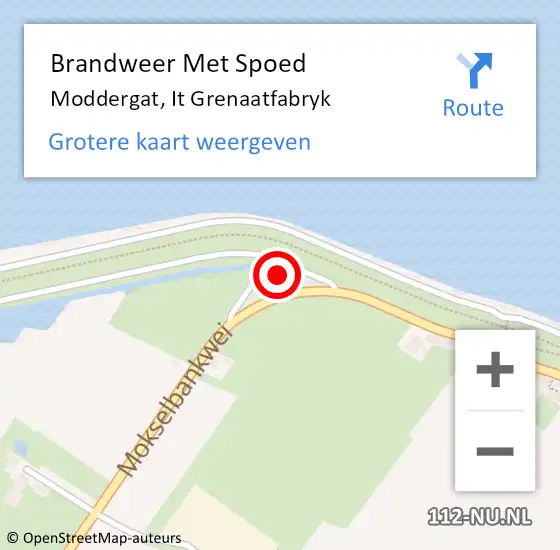 Locatie op kaart van de 112 melding: Brandweer Met Spoed Naar Moddergat, It Grenaatfabryk op 25 augustus 2022 20:52