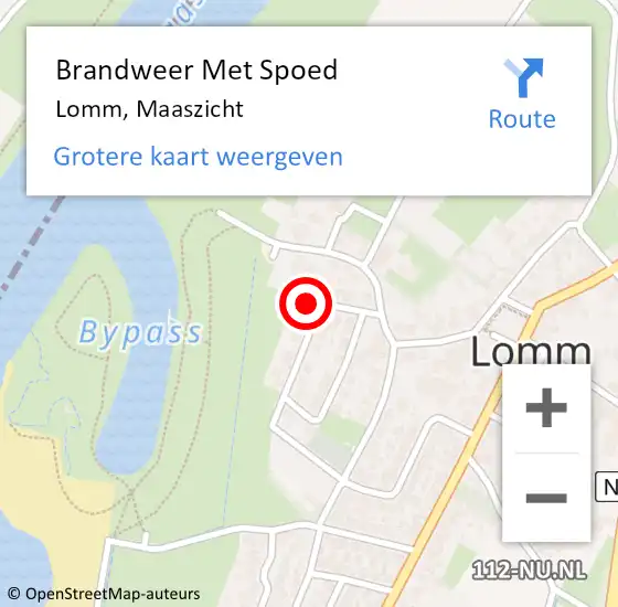 Locatie op kaart van de 112 melding: Brandweer Met Spoed Naar Lomm, Maaszicht op 25 augustus 2022 20:55