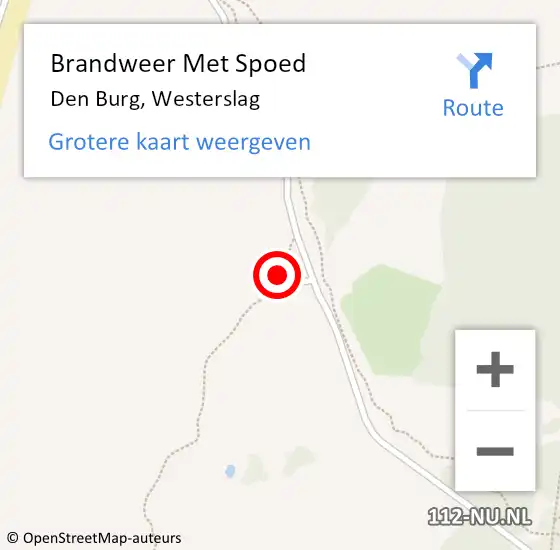 Locatie op kaart van de 112 melding: Brandweer Met Spoed Naar Den Burg, Westerslag op 25 augustus 2022 20:59