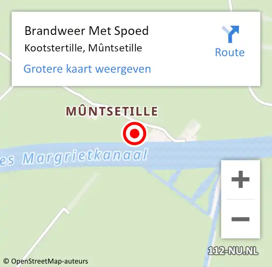 Locatie op kaart van de 112 melding: Brandweer Met Spoed Naar Kootstertille, Mûntsetille op 25 augustus 2022 21:01