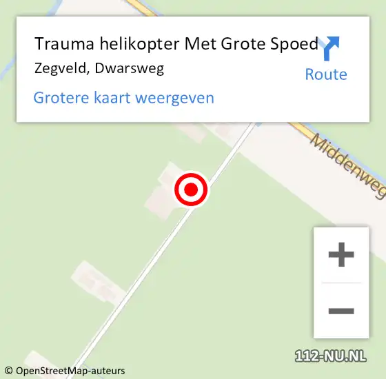 Locatie op kaart van de 112 melding: Trauma helikopter Met Grote Spoed Naar Zegveld, Dwarsweg op 25 augustus 2022 21:04