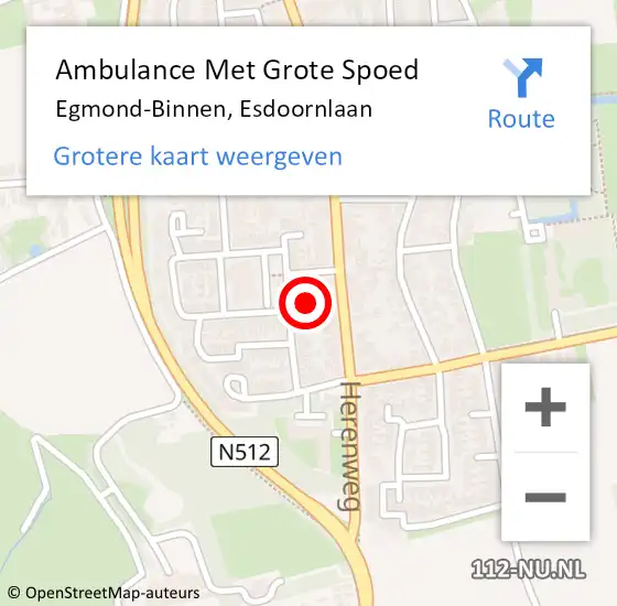 Locatie op kaart van de 112 melding: Ambulance Met Grote Spoed Naar Egmond-Binnen, Esdoornlaan op 25 augustus 2022 21:11