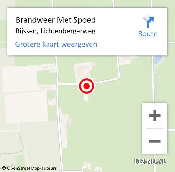 Locatie op kaart van de 112 melding: Brandweer Met Spoed Naar Rijssen, Lichtenbergerweg op 25 augustus 2022 21:16