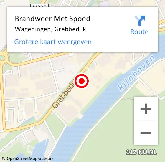 Locatie op kaart van de 112 melding: Brandweer Met Spoed Naar Wageningen, Grebbedijk op 25 augustus 2022 21:24