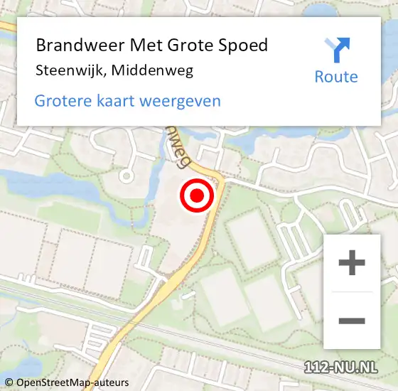 Locatie op kaart van de 112 melding: Brandweer Met Grote Spoed Naar Steenwijk, Middenweg op 25 augustus 2022 21:35