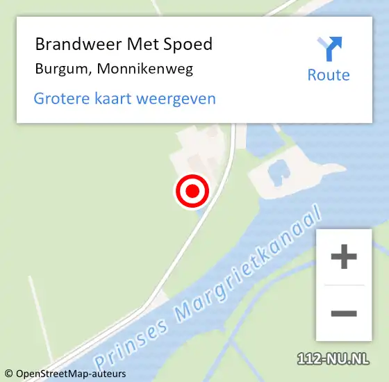 Locatie op kaart van de 112 melding: Brandweer Met Spoed Naar Burgum, Monnikenweg op 25 augustus 2022 21:51