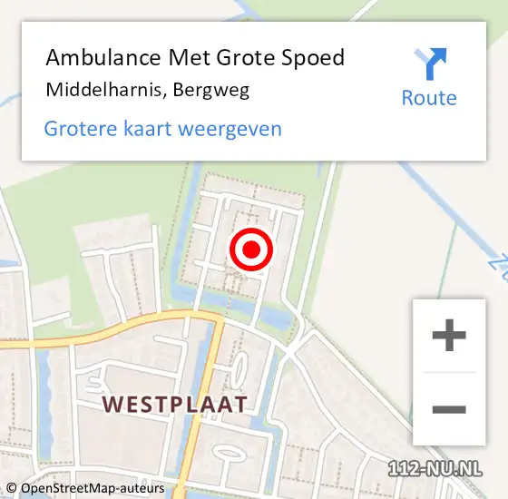 Locatie op kaart van de 112 melding: Ambulance Met Grote Spoed Naar Middelharnis, Bergweg op 25 augustus 2022 22:05