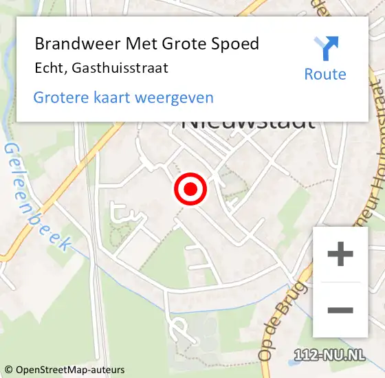 Locatie op kaart van de 112 melding: Brandweer Met Grote Spoed Naar Echt, Gasthuisstraat op 25 augustus 2022 22:13