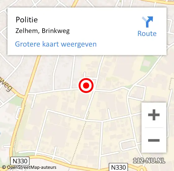 Locatie op kaart van de 112 melding: Politie Zelhem, Brinkweg op 25 augustus 2022 22:27