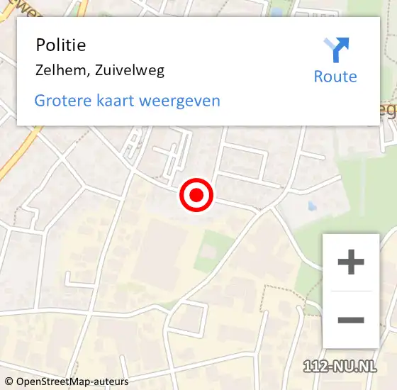 Locatie op kaart van de 112 melding: Politie Zelhem, Zuivelweg op 25 augustus 2022 22:29