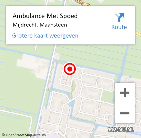 Locatie op kaart van de 112 melding: Ambulance Met Spoed Naar Mijdrecht, Maansteen op 25 augustus 2022 22:45